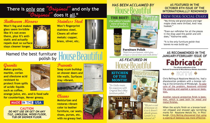 The Original BEE'S WAX FURNITURE POLISH > Brochures
